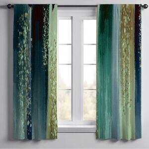 Everly Quinn Green Blue Ombre Semi-Sheer Curtain Panel 20x62" Green Abstract